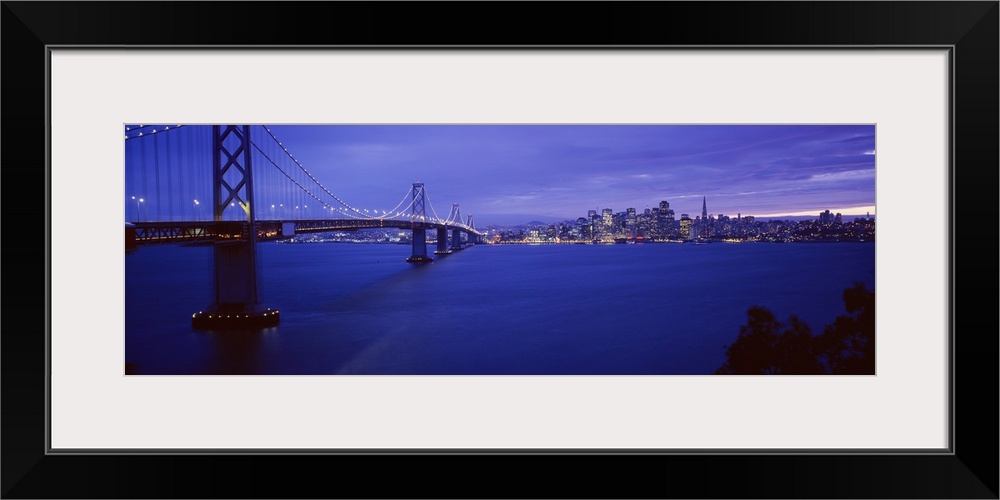 California, San Francisco, Bay Bridge, Bridge lit up at night