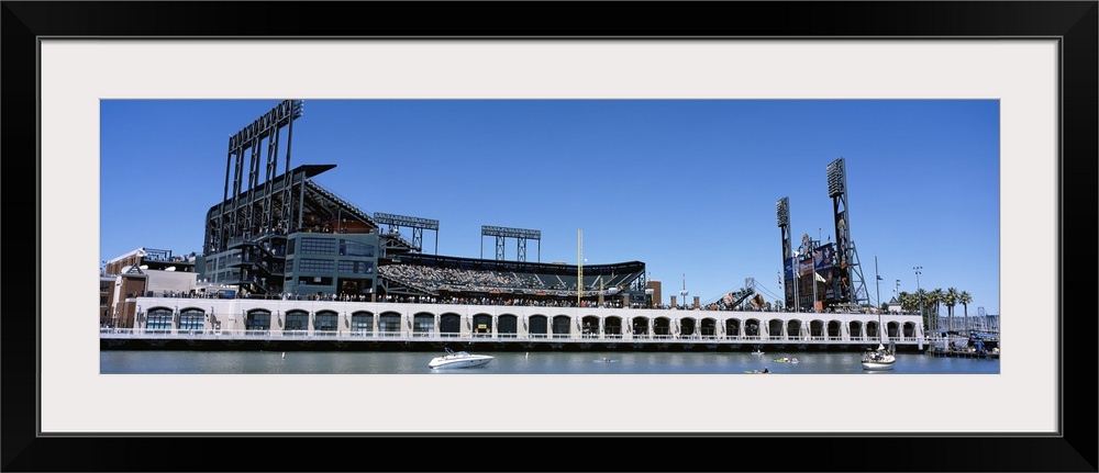 The San Francisco Giants baseball stadium is photographed from the waterfront view.