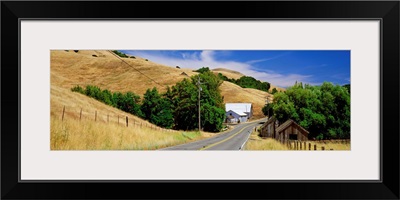 California, Sonoma County, road through farmland