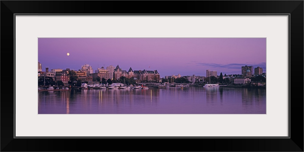 Canada, British Columbia, Victoria, View of a city skyline at night