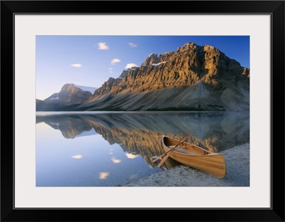 Canoe at the lakeside, Bow Lake, Alberta, Canada
