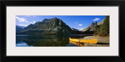 Canoe at the lakeside, Bow Lake, Banff National Park, Alberta, Canada