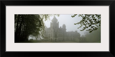 Castle covered with fog, Dunrobin Castle, Highlands, Scotland