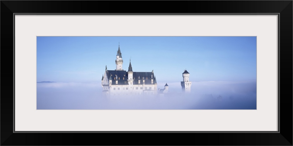 Castle covered with fog, Neuschwanstein Castle, Bavaria, Germany