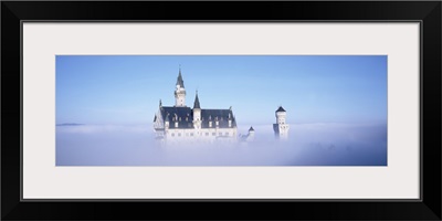 Castle covered with fog, Neuschwanstein Castle, Bavaria, Germany