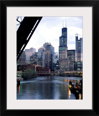 City at the waterfront, Chicago River, Chicago, Cook County, Illinois,
