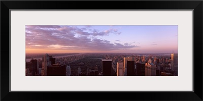 Cityscape at sunset, Central Park, East Side of Manhattan, New York City, New York State,