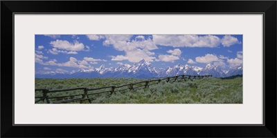 Clouded sky over snow covered mountains, Grand Teton, Grand Teton National Park, Wyoming