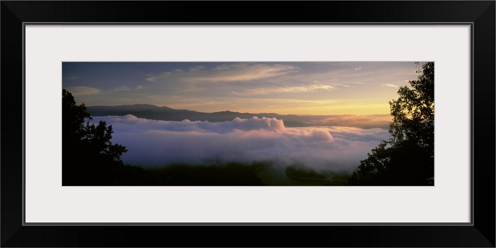 Clouds over a lake at sunrise, Fontana Lake, North Carolina