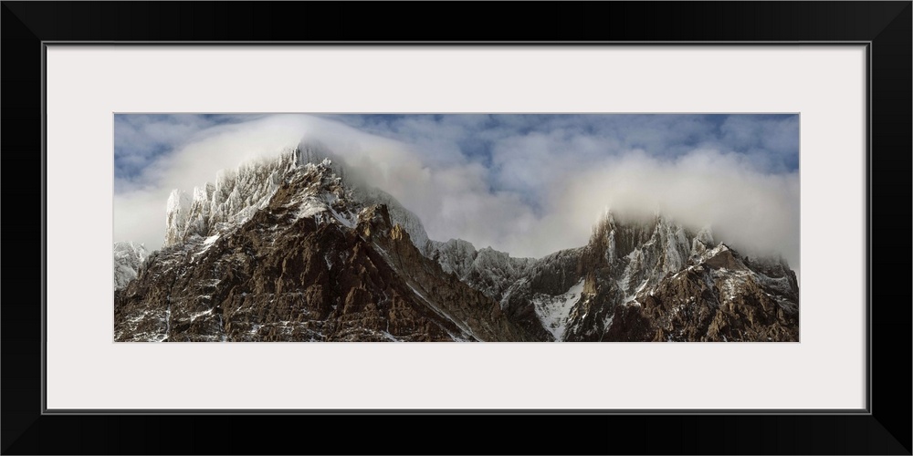 Clouds over Snowcapped mountain range, Magallanes Region, Patagonia, Chile