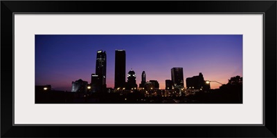 Downtown skyline at night, Oklahoma City, Oklahoma, USA
