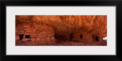 Dwelling structures on a cliff, House Of Fire, Anasazi Ruins, Mule Canyon, Utah,