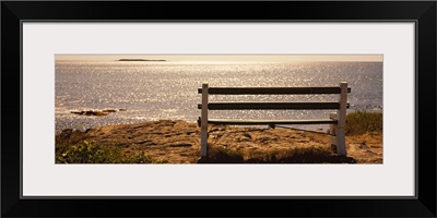 Empty bench on the beach, Peaks Island, Casco Bay, Maine