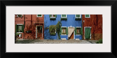 Facade of houses, Burano, Veneto, Italy