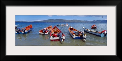 Fishing boats in the sea Santa Fe Mochima National Park Anzoategui State Sucre State Venezuela