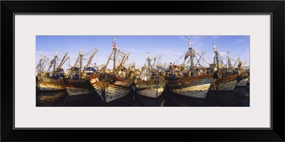 Fishing boats moored at a harbor, Essaouira, Morocco
