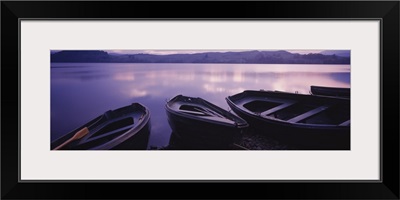 Fishing boats moored in a lake, Loch Awe, Strathclyde Region, Highlands Region, Scotland