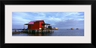 Fishing huts in the sea, Pine Island, Florida,