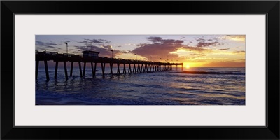 Fishing pier over the sea at dusk, Venice Fishing Pier, Brohard Park, Venice, Sarasota County, Florida,
