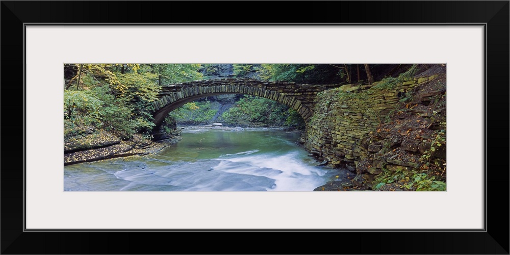 Footbridge over a lake, Finger Lake region, Stony Brook State Park, Dansville, New York State