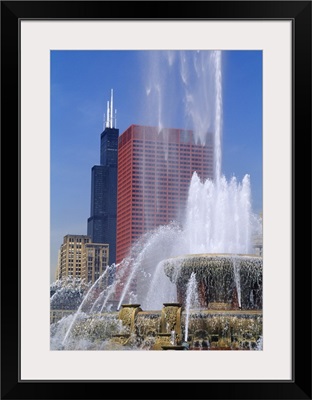 Fountain in a city, Buckingham Fountain, Chicago, Illinois