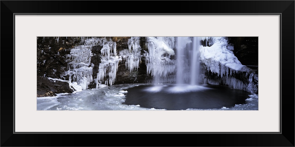 Frozen waterfall, River Falloch, Loch Lomond, Highlands, Scotland