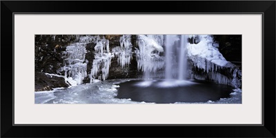 Frozen waterfall, River Falloch, Loch Lomond, Highlands, Scotland