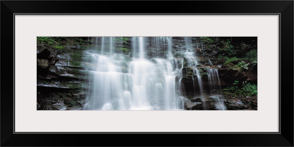 Panoramic photo on canvas of water rushing down a rocky cliff in Pennsylvania.