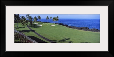 Golf course at the oceanside, Kona Country Club Ocean Course, Kailua Kona, Hawaii