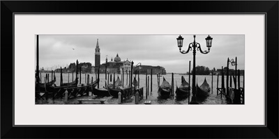 Gondolas with a church in the background, Church Of San Giorgio Maggiore, San Giorgio Maggiore, Venice, Veneto, Italy