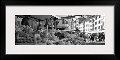 Group of people in a street market, Lake Garda, Italy