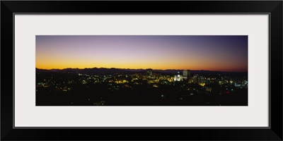 High angle view of a city at dusk, Asheville, North Carolina