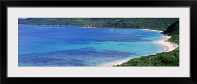 High angle view of a coastline, Seven Mile Beach, Caribbean Sea, Grand Cayman, Cayman Islands