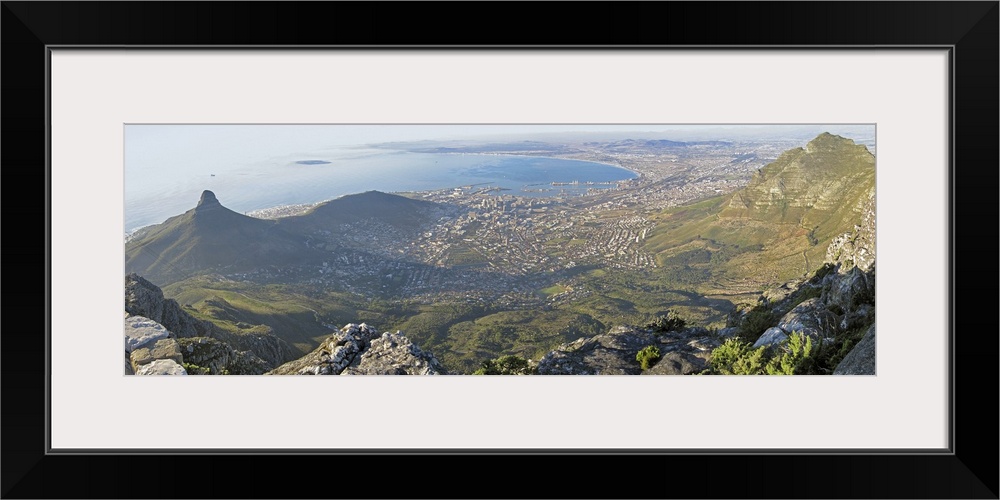 High angle view of a coastline, Table Mountain, Cape town, South Africa