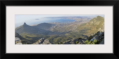 High angle view of a coastline, Table Mountain, Cape town, South Africa