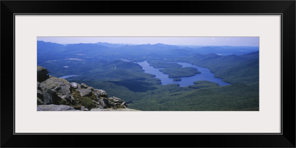 High angle view of a lake, Lake Placid, Adirondack Mountains, New York State