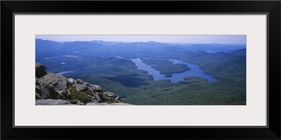 High angle view of a lake, Lake Placid, Adirondack Mountains, New York State