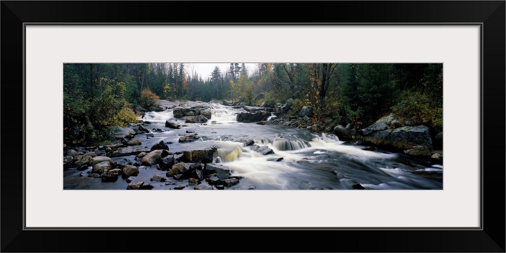 High angle view of a river flowing through a forest, Black River, Adirondack Mountains, New York State