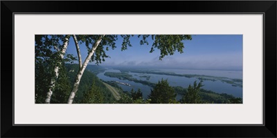 High angle view of a river, Mississippi River, Great River Road, La Crescent, Houston County, Minnesota