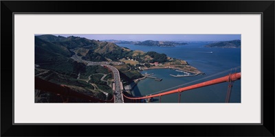 High angle view of a suspension bridge, Golden Gate Bridge, San Francisco, California,
