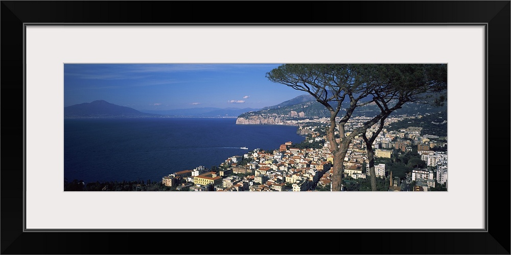 High angle view of a town at a coast, Sorrento, Campania, Italy