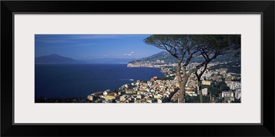 High angle view of a town at a coast, Sorrento, Campania, Italy