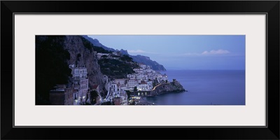 High angle view of a village near the sea, Amalfi, Amalfi Coast, Salerno, Campania, Italy