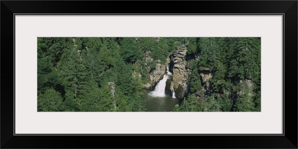 High angle view of a waterfall in a forest, Linville Falls, Linville Gorge Wilderness, North Carolina