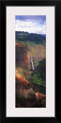 High angle view of a waterfall, Waimea Canyon, Waipoo Falls, Kauai, Hawaii