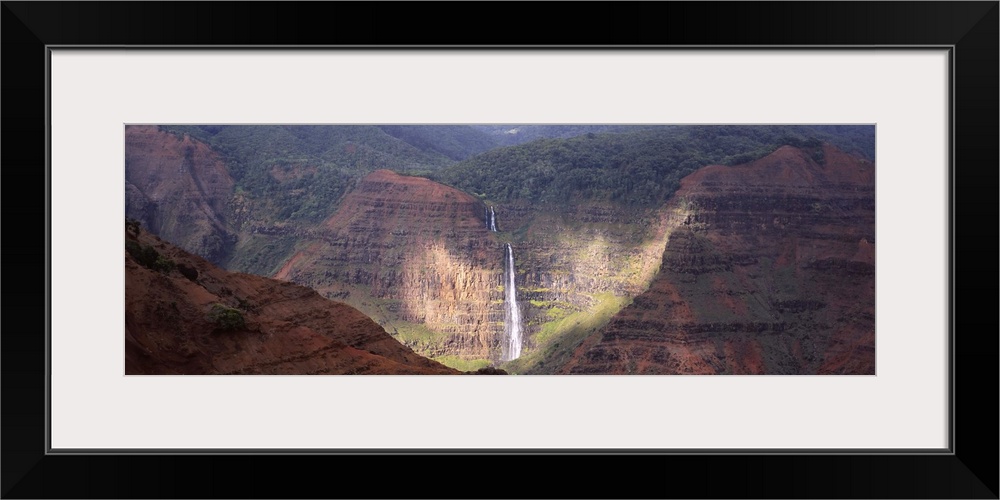 High angle view of a waterfall, Waimea Canyon, Waipoo Falls, Kauai, Hawaii