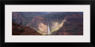 High angle view of a waterfall, Waimea Canyon, Waipoo Falls, Kauai, Hawaii