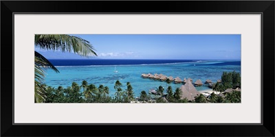 High angle view of beach huts, Kia Ora, Moorea, French Polynesia