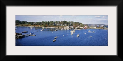High angle view of boats in a river, Harpswell Cove, Maine