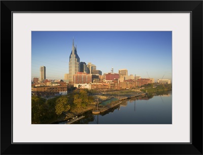 High angle view of buildings in a city, Cumberland River, Nashville, Tennessee